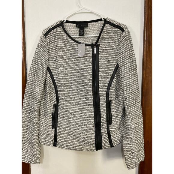 NWT Lane Bryant Knit Boucle Asymmetric Zip Moto Jacket Size 14 Large Sparkly - Picture 3 of 6